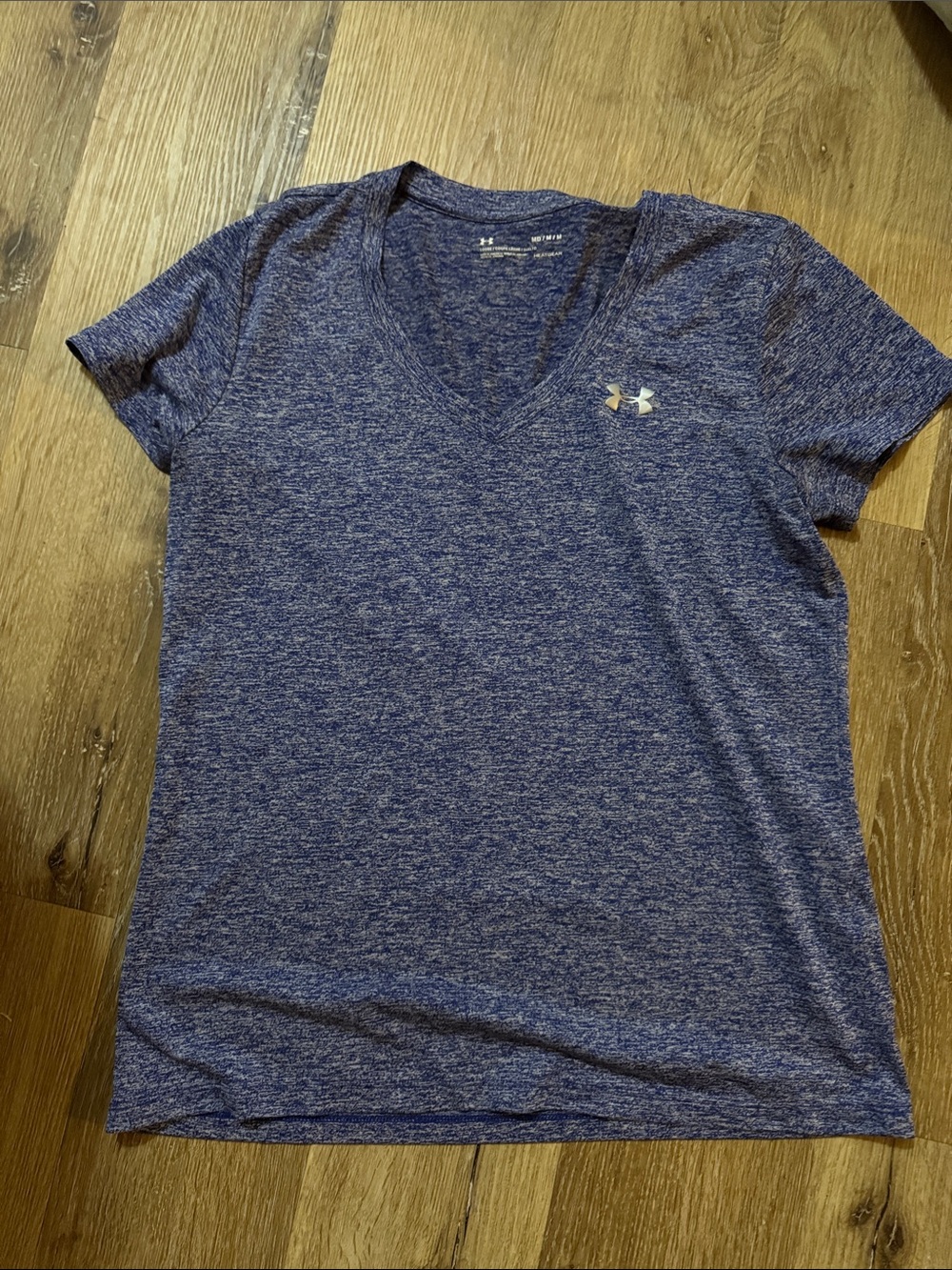Under Armour Women's Heathered Blue V-Neck Performance Tee